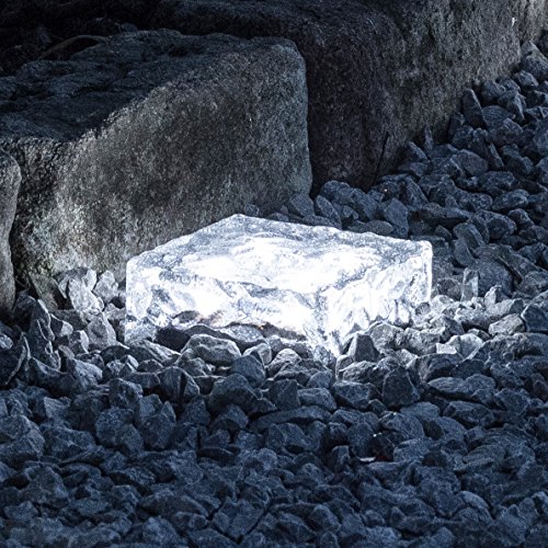 Preisvergleich Produktbild 2er Set LED Solar Glas Pflastersteine Wegbeleuchtung weiß groß Lights4fun