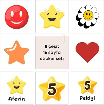 Bimotif 8  e it  retmen sticker seti, 852 adet 16 sayfa