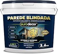 Parede Blindada Euro Decor Tinta Emborrachada 3,6KG Fácil Aplicação Proteção Contra Infiltrações (Branco)