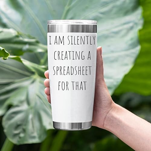 Miniatura 5 de Botellas de agua personalizadas simples y modernas con texto en inglés "I Am Silently Creating A Spreadsheet For That Tumbler" (Estoy creando