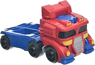 لعبة شاحنة بتصميم شخصية المتحول ميتامورفوز باللون الأحمر، شاحنة نقل متحولة للبناء واللعب