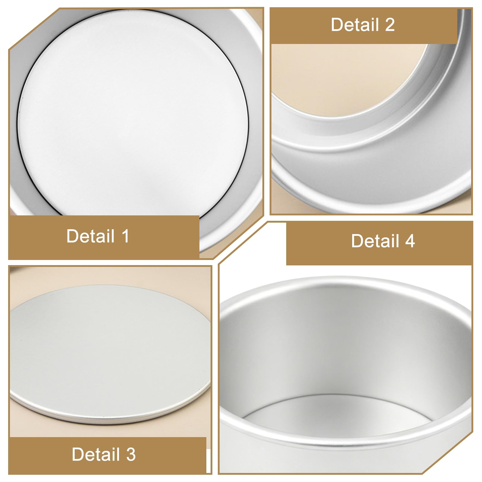 Lot De 3 Moules À Gâteau Ronds 4"/6"/8" Moule À Gâteau Rond En Aluminium, Moule A Cake Moule Gateau Rond Moule Layer Cake Avec Fond Amovible, Pour Anniversaires, Mariages Et Pâtisserie, Argenté