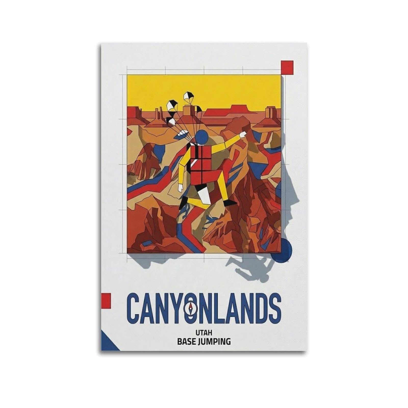 OKAHYS Sport Travel Poster US Utah Base Jumping Modern Decorative Canvas Prints - Ideal Wall Art for Family, Man Cave, Game Room, Boys & Girls Bedroom 24x36inch(60x90cm)