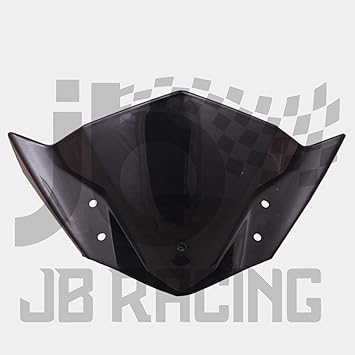jb racing Unbreakable Polycarbonate Windscreen/Wind Deflector Short Visor for Yamaha FZs 2016-20 Models (Black)