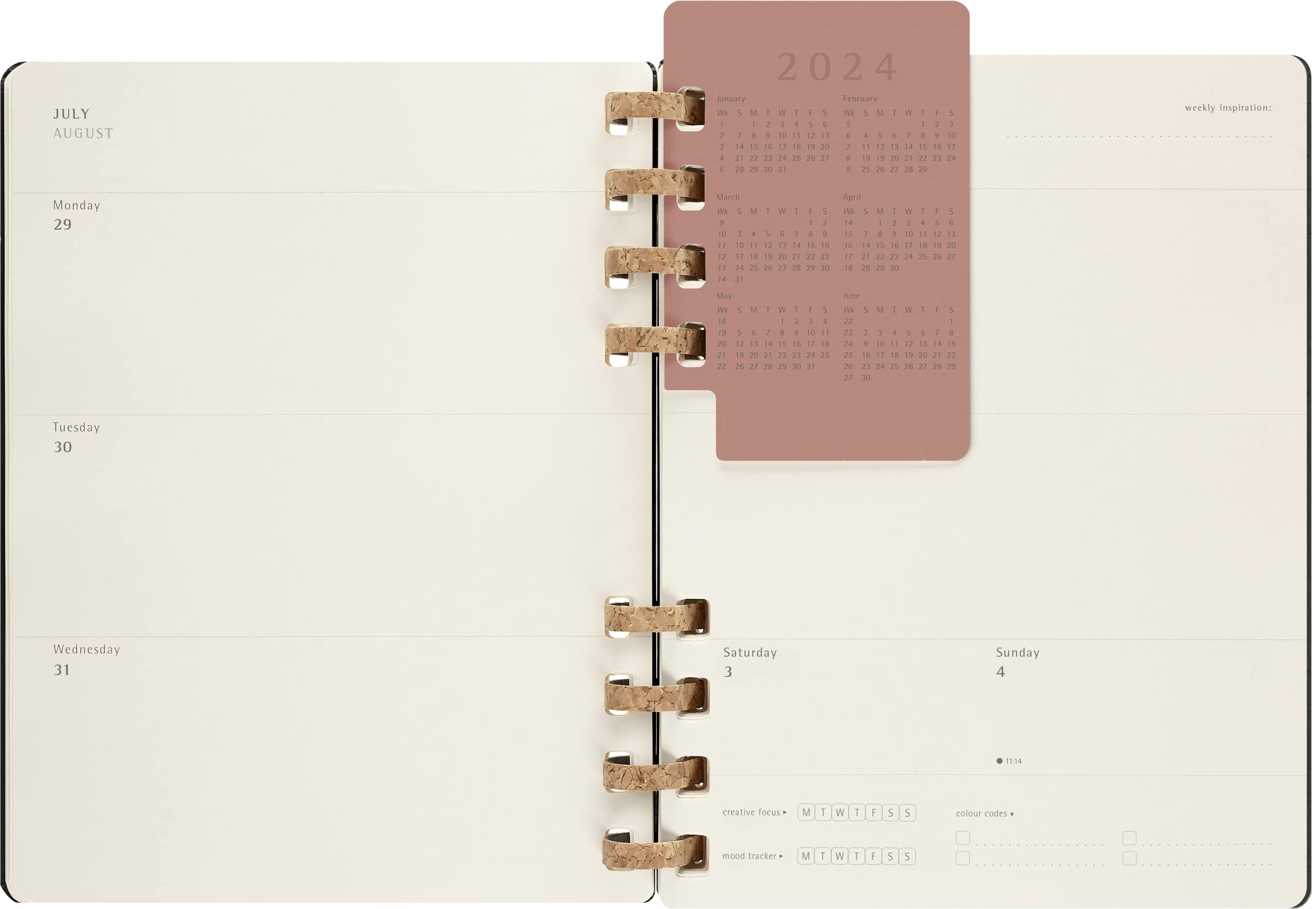 Moleskine Wochen- und Monatsplaner , 12 Monate 2024, Agenda 2024, XL 20,4x25,2, Hardcover mit Gummizugverschluss, Farbe Schwarz