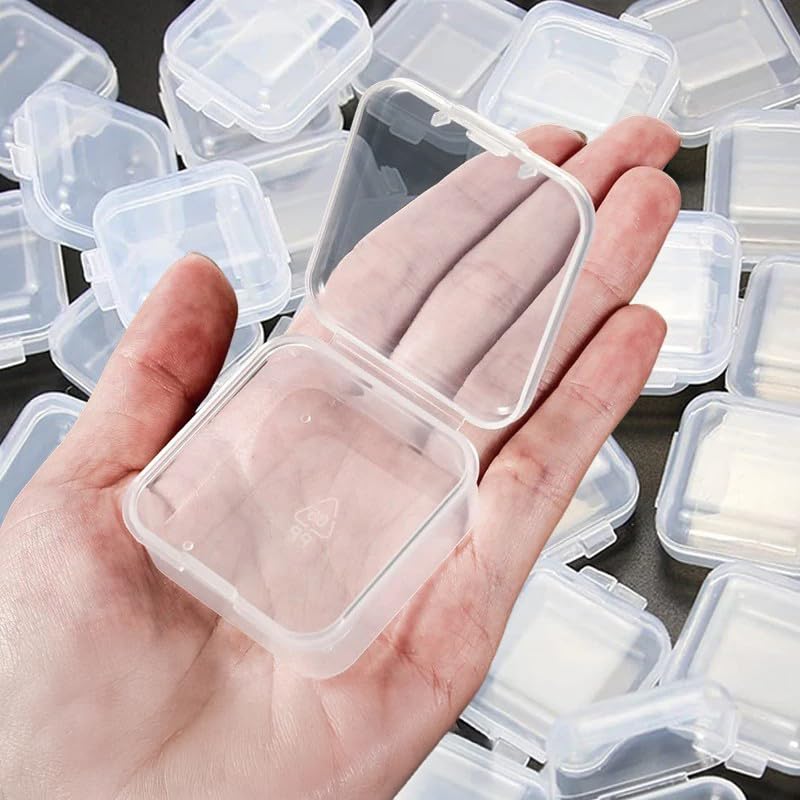 3 caixas de armazenamento de plástico transparente diversos tampões de ouvido estojo pequeno quadrado para joias