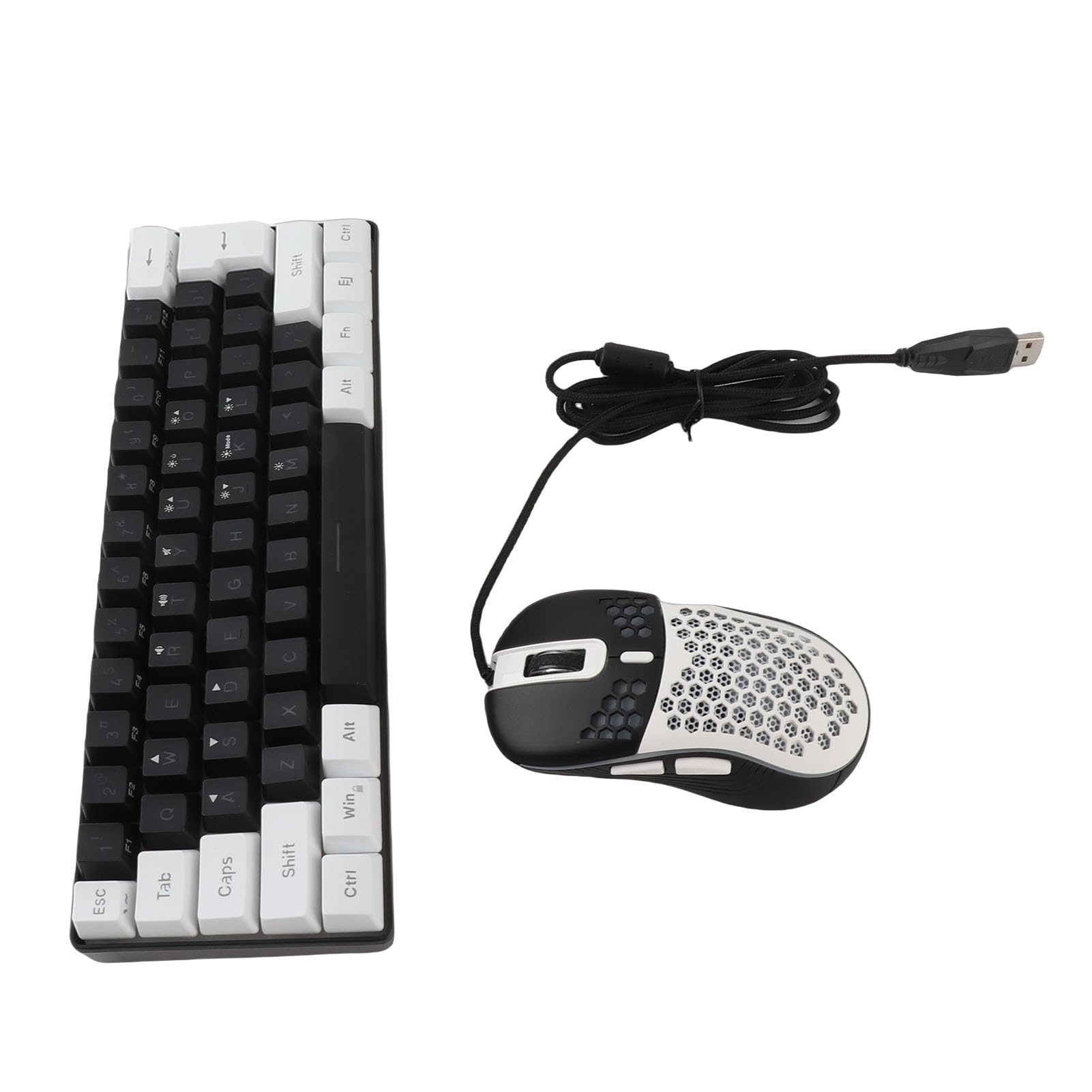 Teclado y Ratón para Juegos, Teclado Mecánico RGB con 61 Teclas con Cable, Sensación Mecánica óptica, Ergonómico para Juegos con Retroiluminación Multicolor, Pies de Inclinación Ajustables