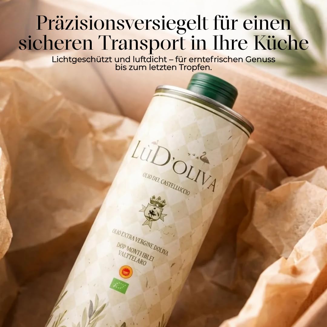 LùD'oliva Bio Natives Olivenöl Extra Vergine – 250ml DOP Sizilien, Italien – Moresca Biancolilla Olivenöl Kaltgepresst
