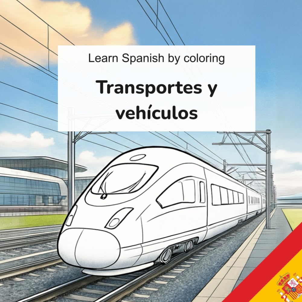 Learn Spanish by coloring - Transporte y vehículos: A fun and educational coloring book to learn Spanish words about transport and vehicles (Learn languages by coloring - Transports and vehicles)