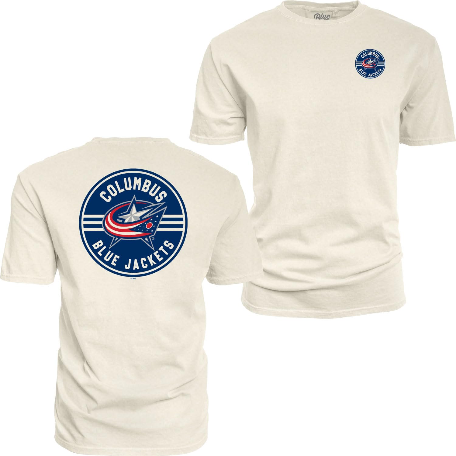 Blue 84 NHL Officially Licensed T-Shirt Ringspun Front/Back Ivory Puck