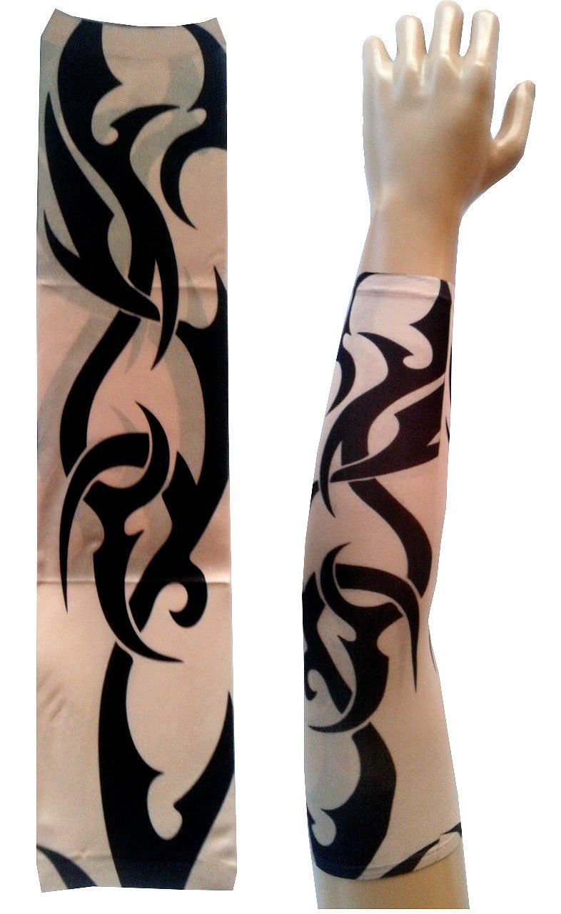 Manicotto Tatuaggio Finto Indossabile - Mezza Manica Temporanea Con Motivo Dadi E Tribale W06 Modello 22 - Idea Regalo Unica, Taglia Unica (Circonferenza Max 13 Cm)