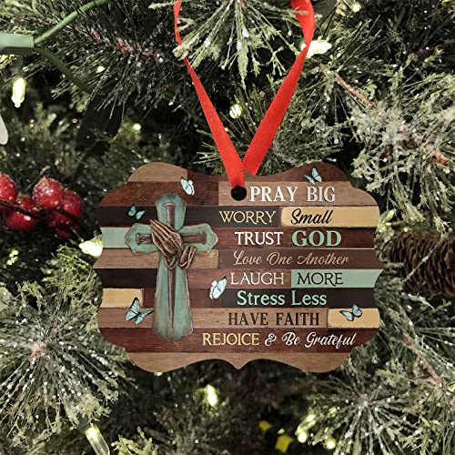 Pray Big God Hand Aluminum Ornament, Cross Ornament, Religious Gift For Family Friends And Christian, Memorial Gift, Butterfly Hanging Ornament, Christmas Tree Decor - Ptu - Tkl #TOP1
