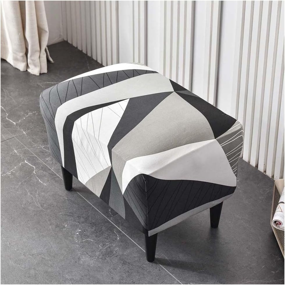 Stretch Ottoman Cover Rectangular Footstool Slipcover Non-Slip Seat Protector with Elastic Bottom for Easy Fit - Perfect for Home Decor and Furniture Protection