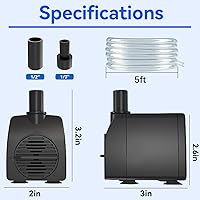 Vista 6 de Bomba sumergible de 200 GPH con apagado automático y elevación alta de 5.2 pies para fuentes, hidroponía, estanques, acuarios y más