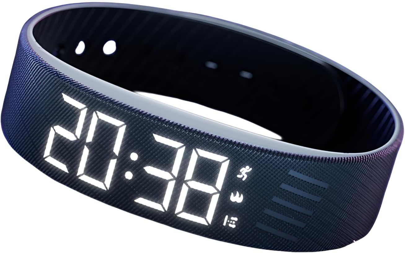 Sauna Watch, Waterproof, Vibration Alarm, Silent, Alarm Clock, Digital, Pedometer, Wristband, Smart Watch, Wristband, Adjustable, USB Rechargeable, Lightweight, Students, Kids, Men, Sports, Travel, School, Outdoor, 8 Colors, 24 Hours Activity Included