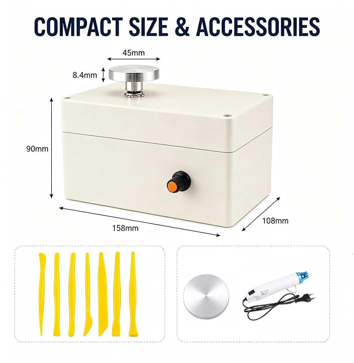 Mini Torno De Alfarería Eléctrico (5 V, USB) con Velocidad Ajustable Y Plato De 4,5 Cm; Ideal para Modelado De Arcilla Y Manualidades De Cerámica