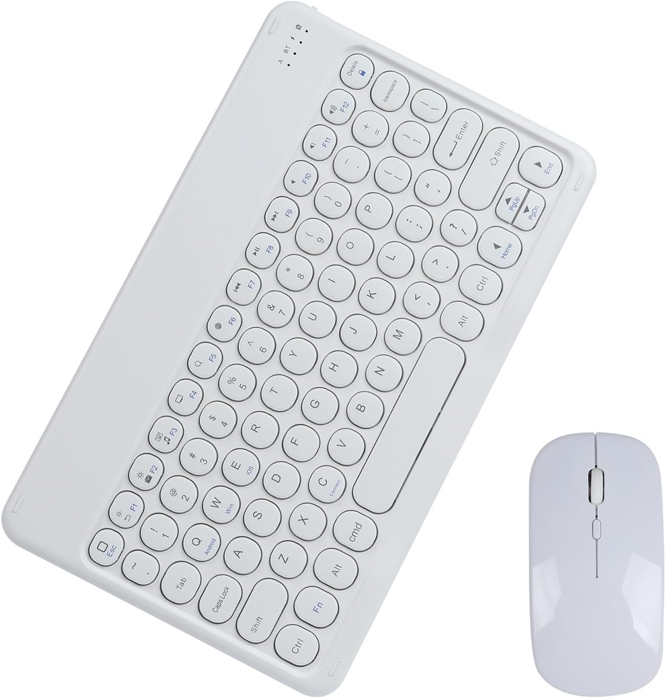 Bluetooth Keyboard and Mouse Combo for iPad - 9.72 Rechargeable Wireless Keyboard & Mouse, Type-C Charging, Perfect for On-The-Go Professionals (White)