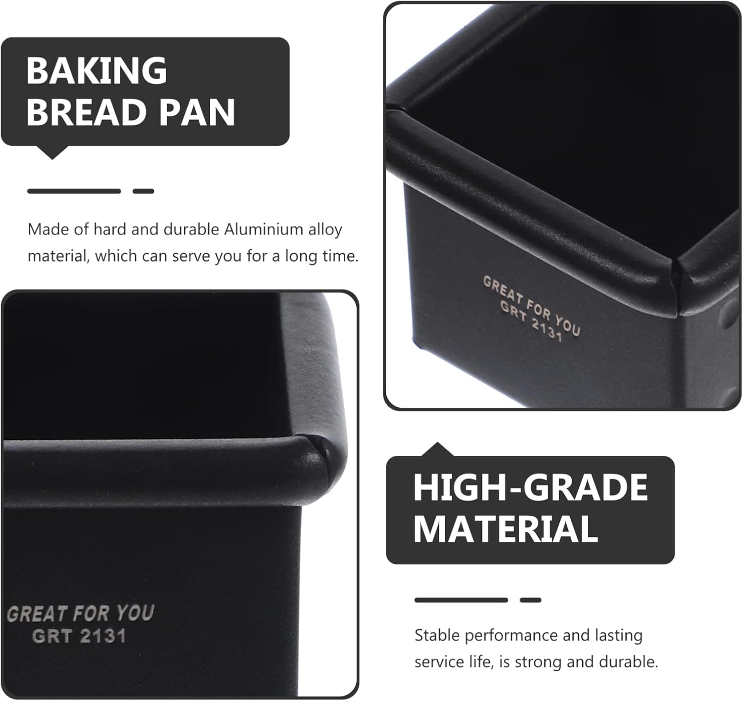 Square Mold for Baking Toast Mold Bread Pan Alloy Heat Conductive Nonstick Reusable for Home Baking