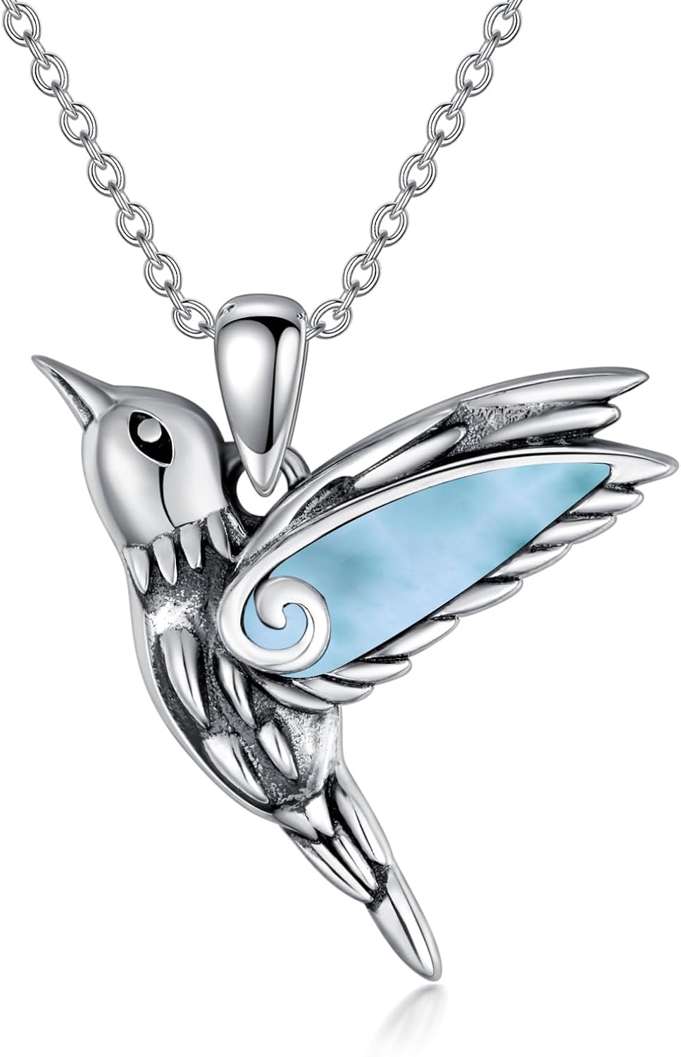 Genuine Gemstone Hummingbird Necklace 925 Sterling Silver Hummingbird Pendant Natural Gemstone Jewelry Christmas Birthday Gifts for Women Mom Wife Girlfriend