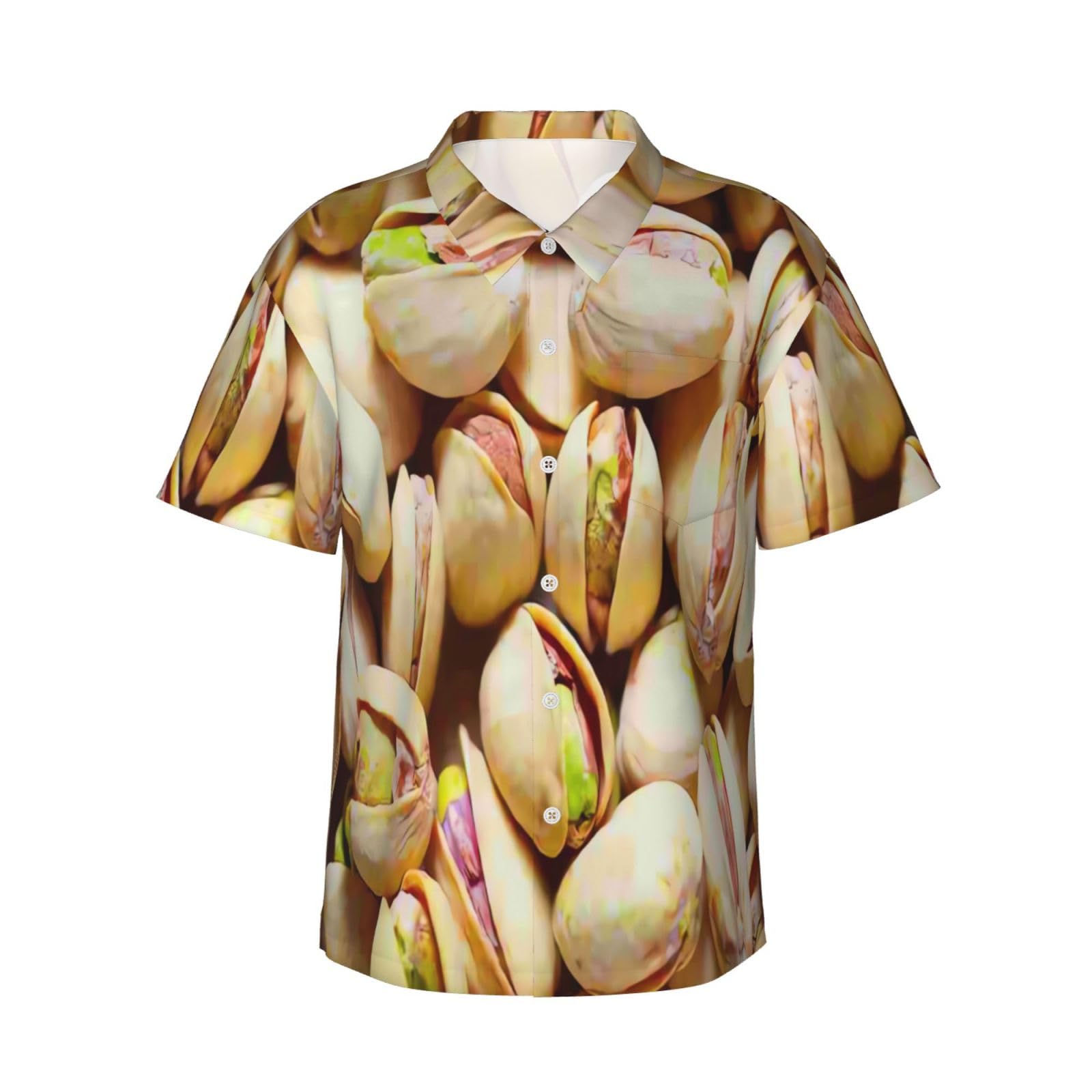 Sanfutian Men's Black Nuts 3D Print Casual Button Down Shirts, Novelty Hawaiian Short Sleeves 3XL
