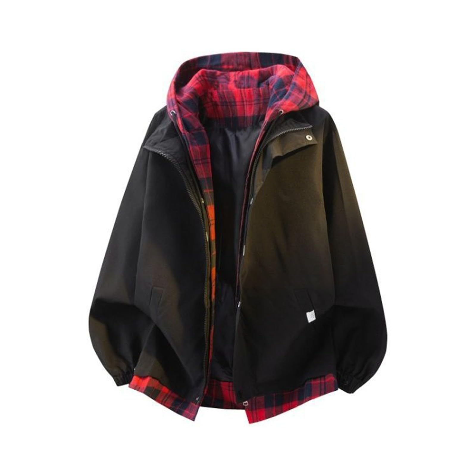 Generisch Damen Sommerjacke Lässige Kapuzenjacke mit Karomuster und Farbakzenten, locker geschnitten, langärmlig – perfekt für den Alltag