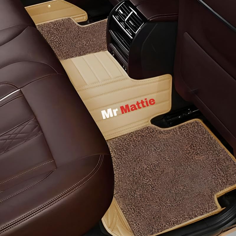 Image of Mr Mattie 10D Car Foot Mat for Mahindra XEV 9E 2025 Onwards | Premium Leather | Luxurious & Elegant Look | Waterproof and Washable | Custom Fitted Car Floor Mat - Biege