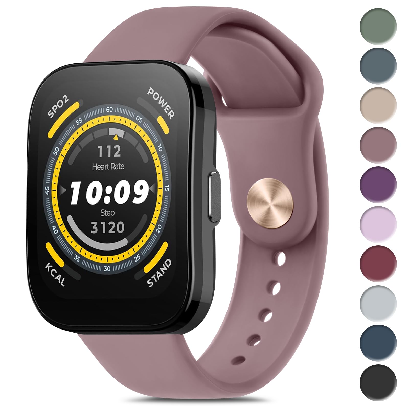 YLK 22mm Correa para Amazfit Bip 5/Amazfit Blance/Amazfit GTR 2/GTR 3/GTR 4, Pulseras de Silicona para Amazfit Bip 5/Amazfit Blance (22mm, Humo Morado)