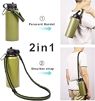 Vista 3 de Wongeto - Porta Mango de Cuerda Paracord con Correa de Hombro, Compatible con Botellas de Agua de Boca Ancha Hydro Flask