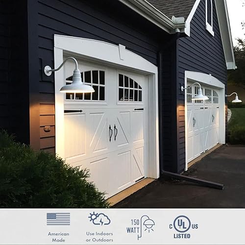 Miniatura 5 de Steel Lighting Co. Topanga - Luz de granero  Sensor de atardecer a amanecer  Montaje en pared al aire libre  Cúpula de 14 pulgadas  Cuello de cisne