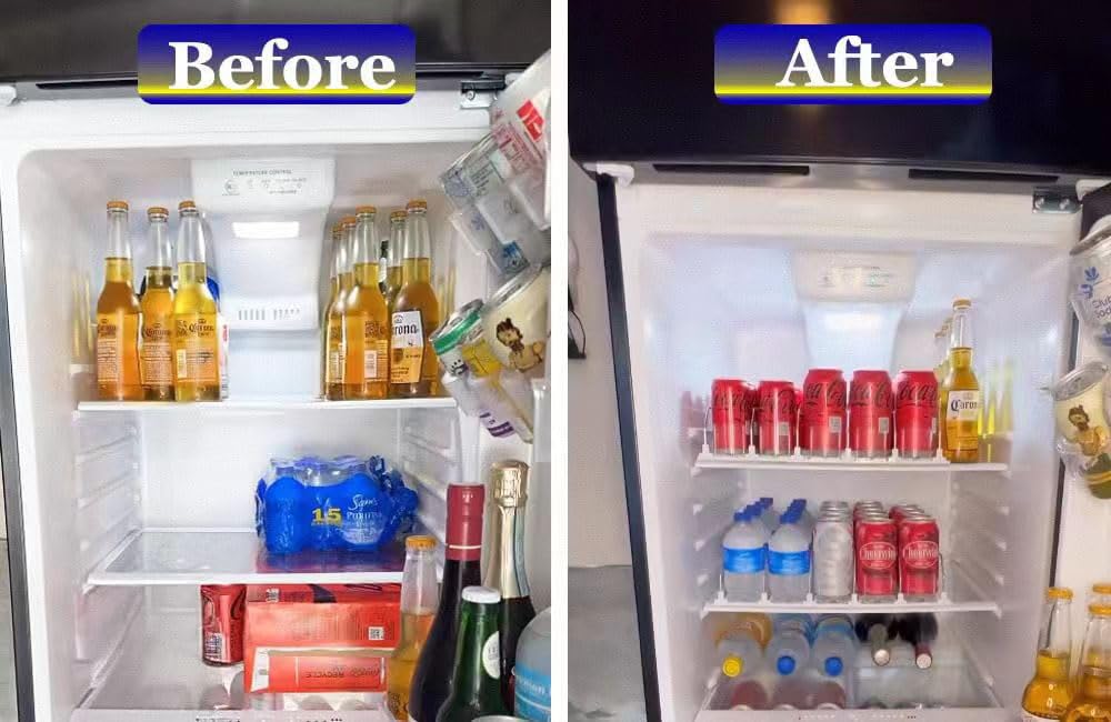 Dispensador de bebidas para nevera, dispensador automático de latas de soda Pusher Glide para refrigerador y ancho ajustable, almacenamiento de 25 latas 4