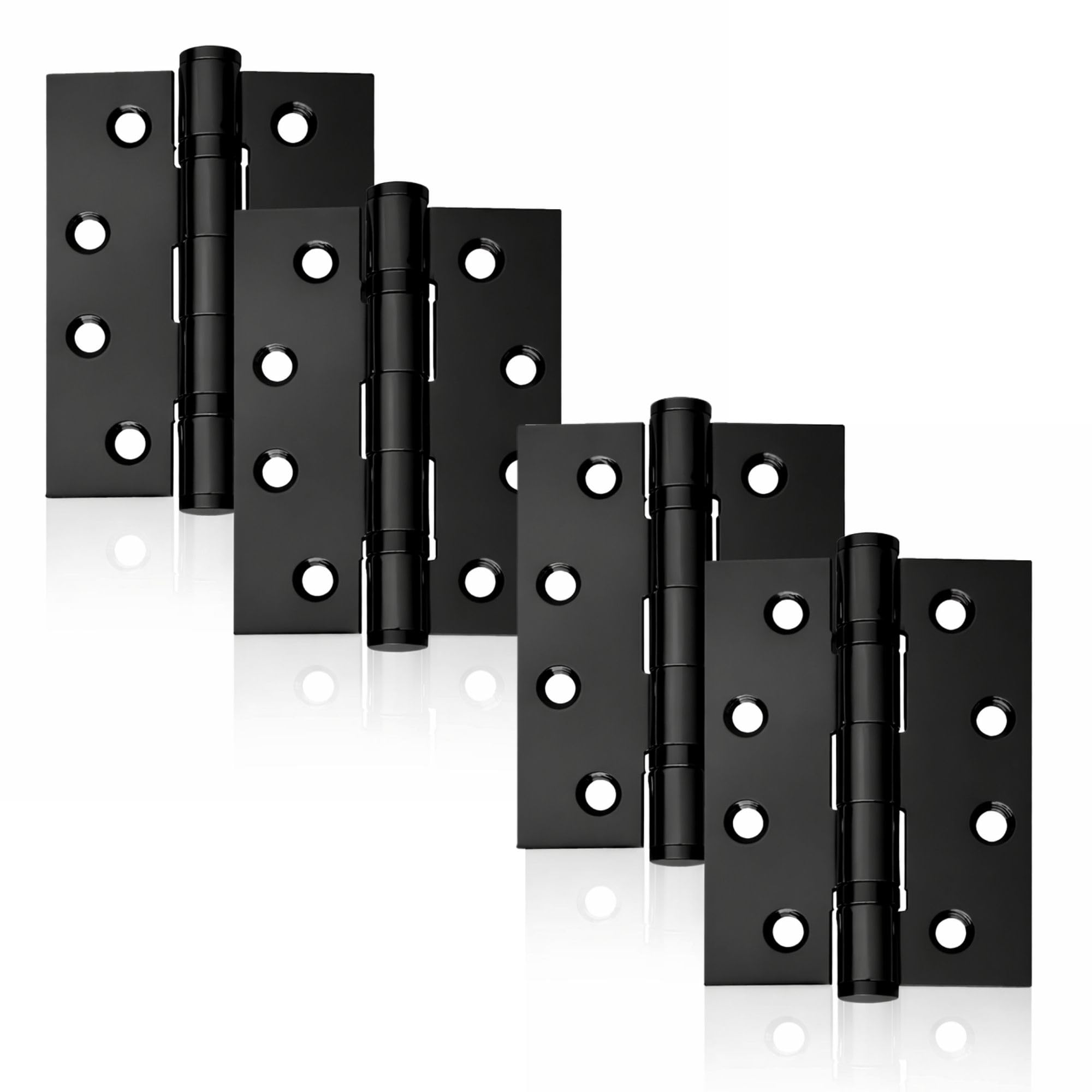 UAP 4 Inch Ball Bearing Butt Door Hinges for Internal Doors 100mm x 75mm Mild Steel Square Corner Internal 4 Pack Black