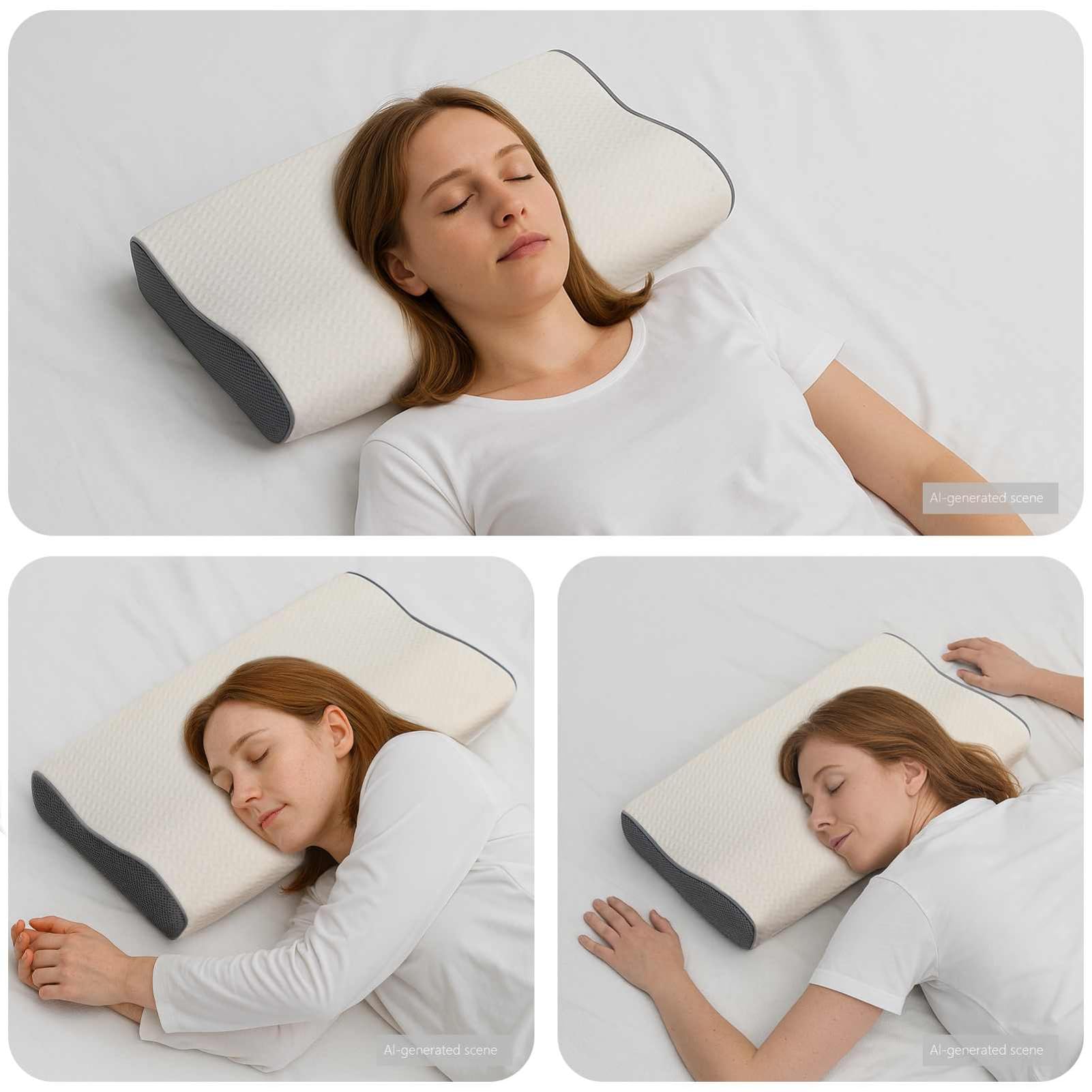 Homgoday Ergonomisches Nackenpolster Wei? - Atmungsaktives Polyester Kissen für Wohnzimmer & Schlafzimmer - 60 x 34 x 11 cm Stuhlkissen Model42012694