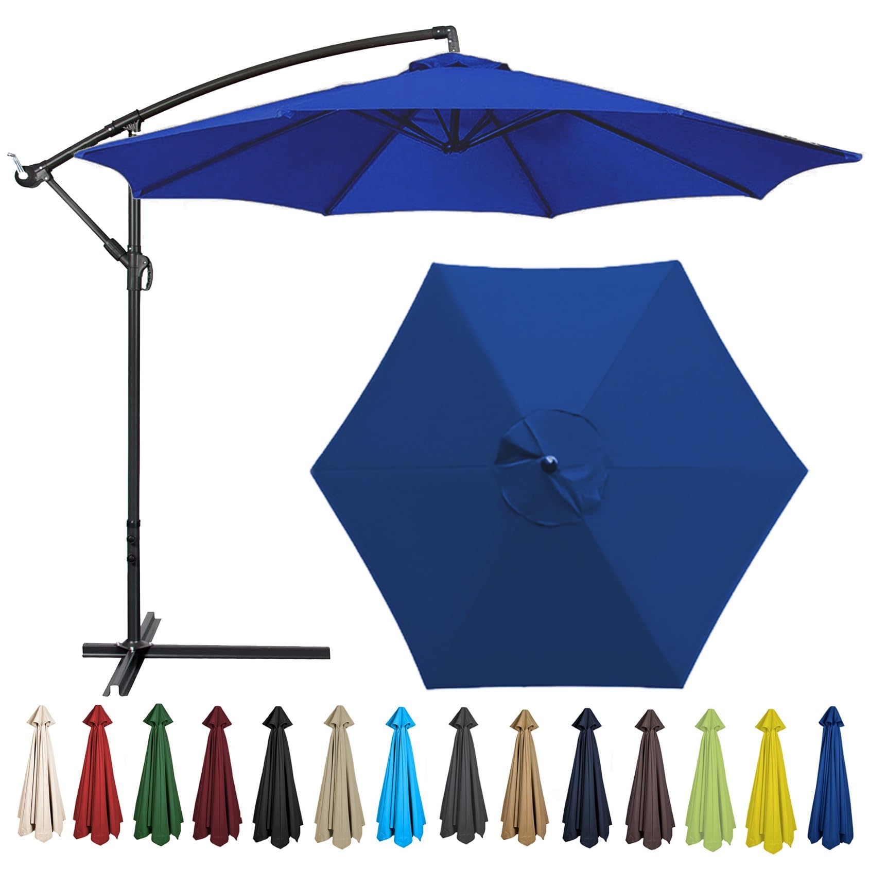 Garden Parasol Canopy (200 cm, 2.7 M, 300 CM) 6 Ribs / 8 Ribs Parasol Replacement Cover Canopy for Market Table Waterproof UV Protection Replacement Roof Fabric (Colour: Roy-image-18