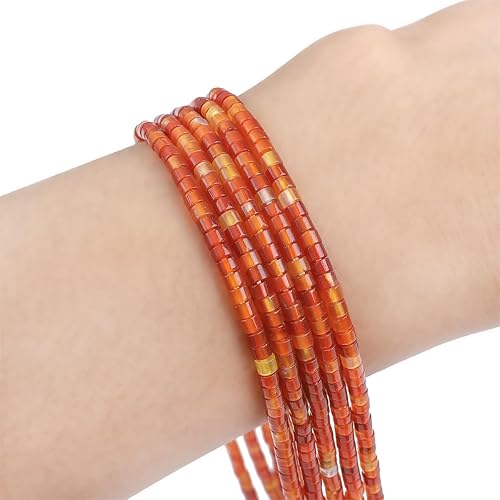 Miniatura 5 de Cuentas espaciadoras de ágata roja natural, cuentas sueltas planas y redondas para hacer joyas, 0.118 in x 0.079 in, 15.0 in