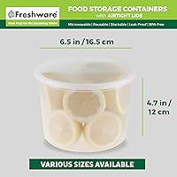 Vista 3 de Freshware [12 unidades, 64 oz] recipientes de plástico de 1/2 galón para almacenamiento de alimentos y sopa con tapas herméticas, recipientes