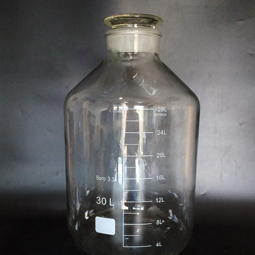 Frasco de reactivo graduado de vidrio de borosilicato con boca ancha y tapón de vidrio esmerilado, capacidad de 7500 ml a 50000 ml(30000ml)