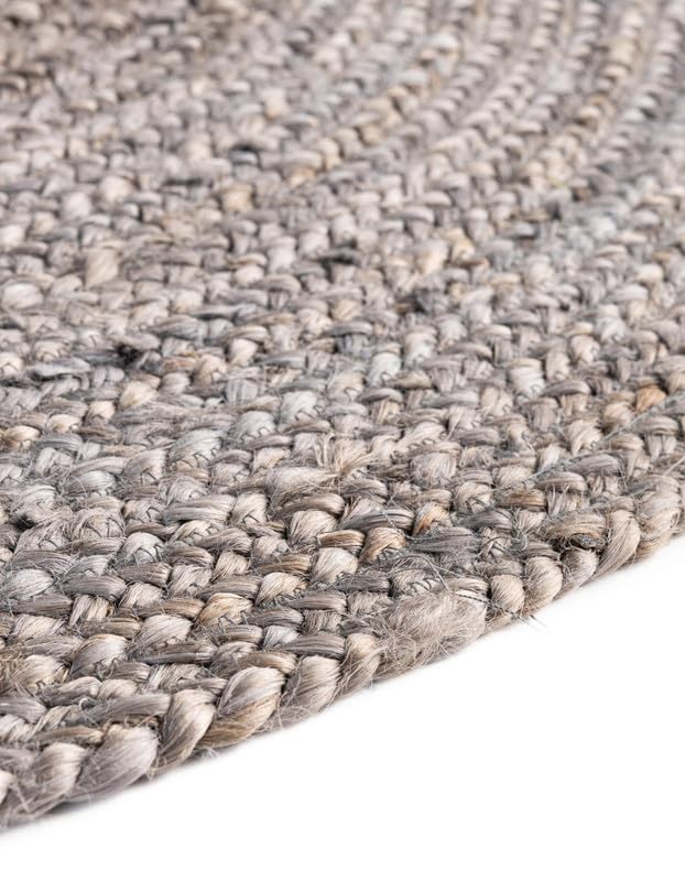 Tapis ovale en jute gris de 0,9 x 1,5 m, tapis de sol en fibre rustique tissée à la main, durable et respectueux des animaux de compagnie pour salon, salle à manger et chambre à coucher