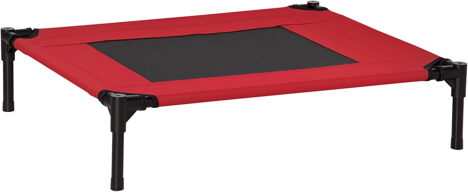 PawHut Cuccia Estiva Brandina per Cani da Esterno e da Interno, Lettino per Animali Domestici Rosso 76x61x18cm