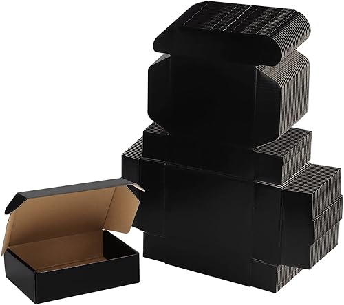 Miniatura 1 de EXYGLO Cajas de cartón para pequeñas empresas, embalaje y correo, 7x5x2 - Paquete de 25, color negro