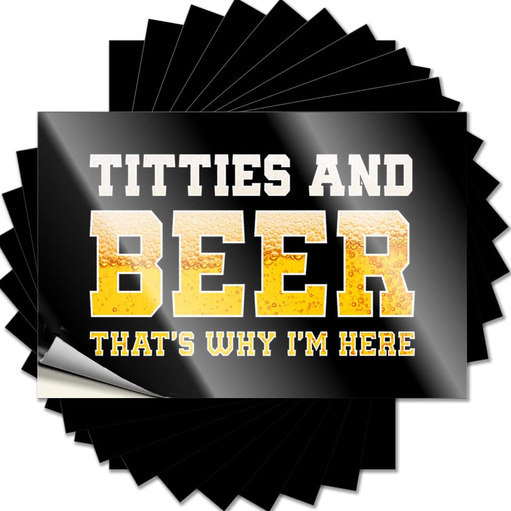 Fzfn Men's Colour Office Decor For Tattoo Durable Water | Titties And Beer That's Wtp I'm Here Optical Illusion Self Adhesive Sticker For Summer Diy(8X12cm)