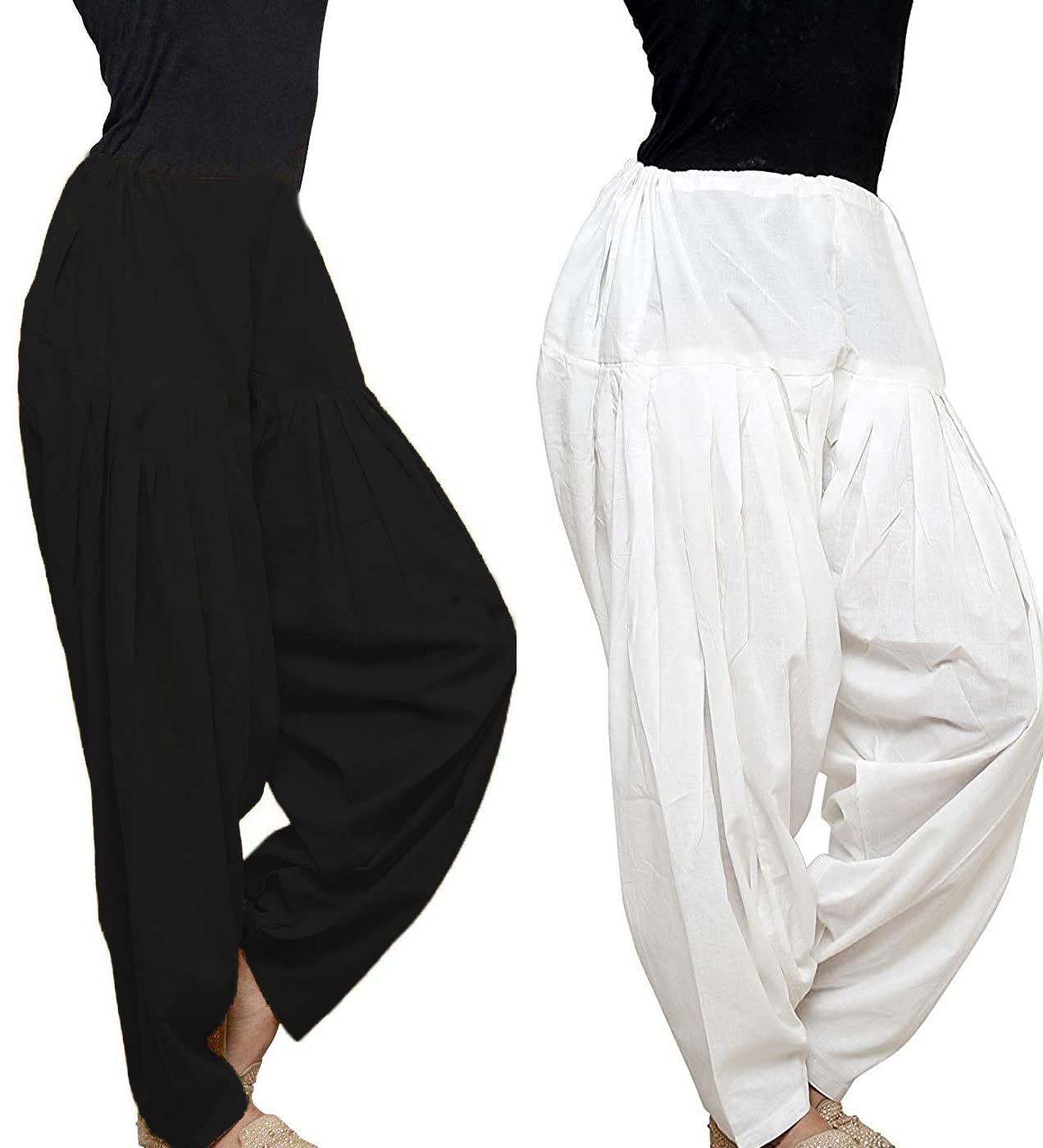 Pack of 2 Women's Loose fit Cotton semi Patiyala Salwar White Pant