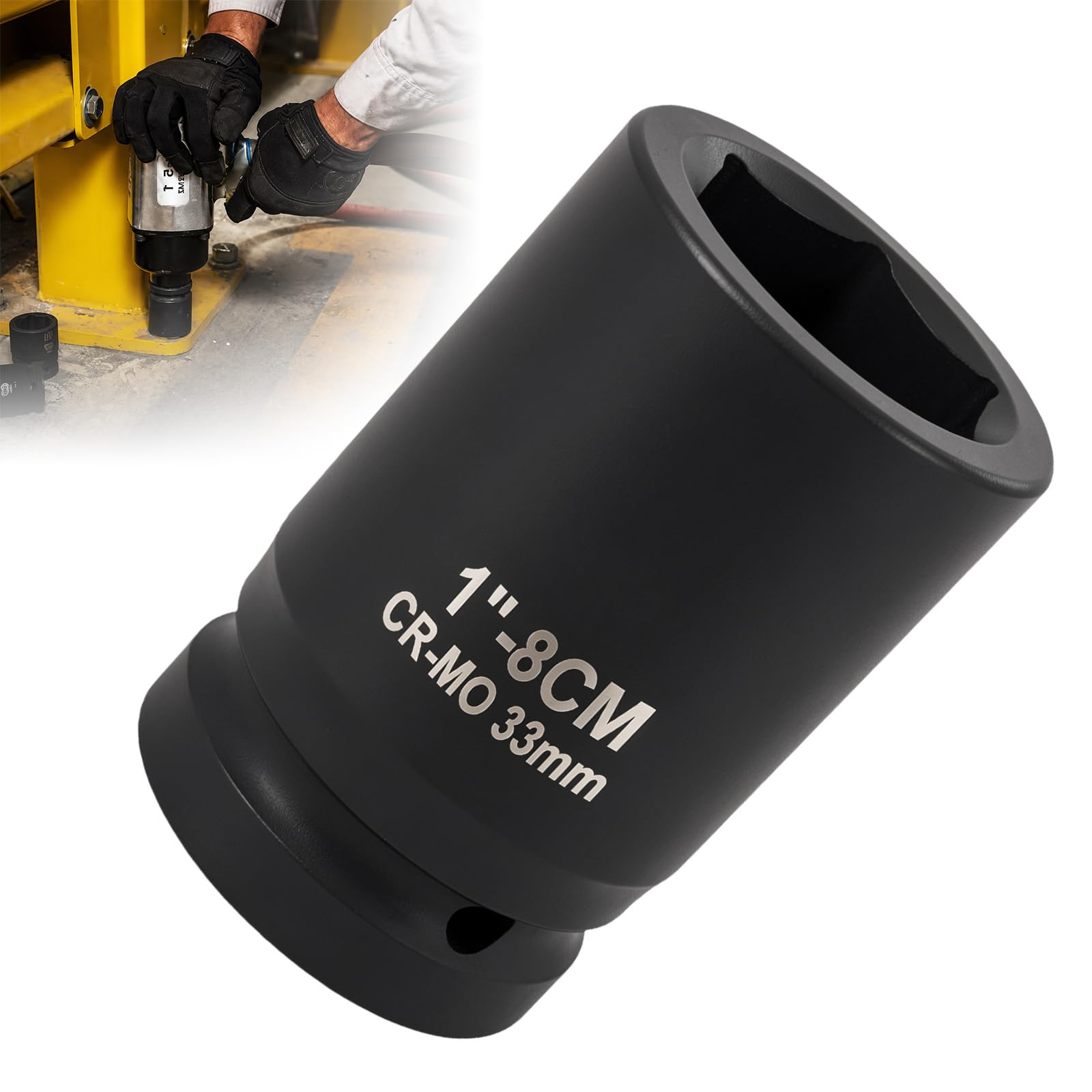 Enchufe de impacto profundo de 37 mm, unidad de 1 pulgada, acero Cr-Mo