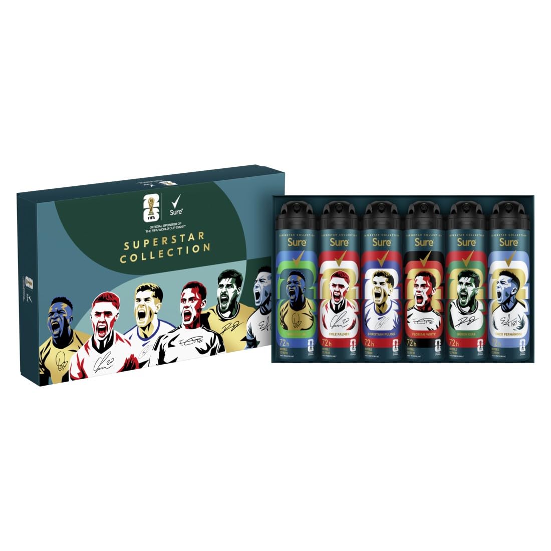 Sure Men FIFA World Cup 2026™ Limited Edition Superstar Deodorant Gift Set Anti-Perspirant Body Spray Invisible Ice Fresh 6x 150 ml