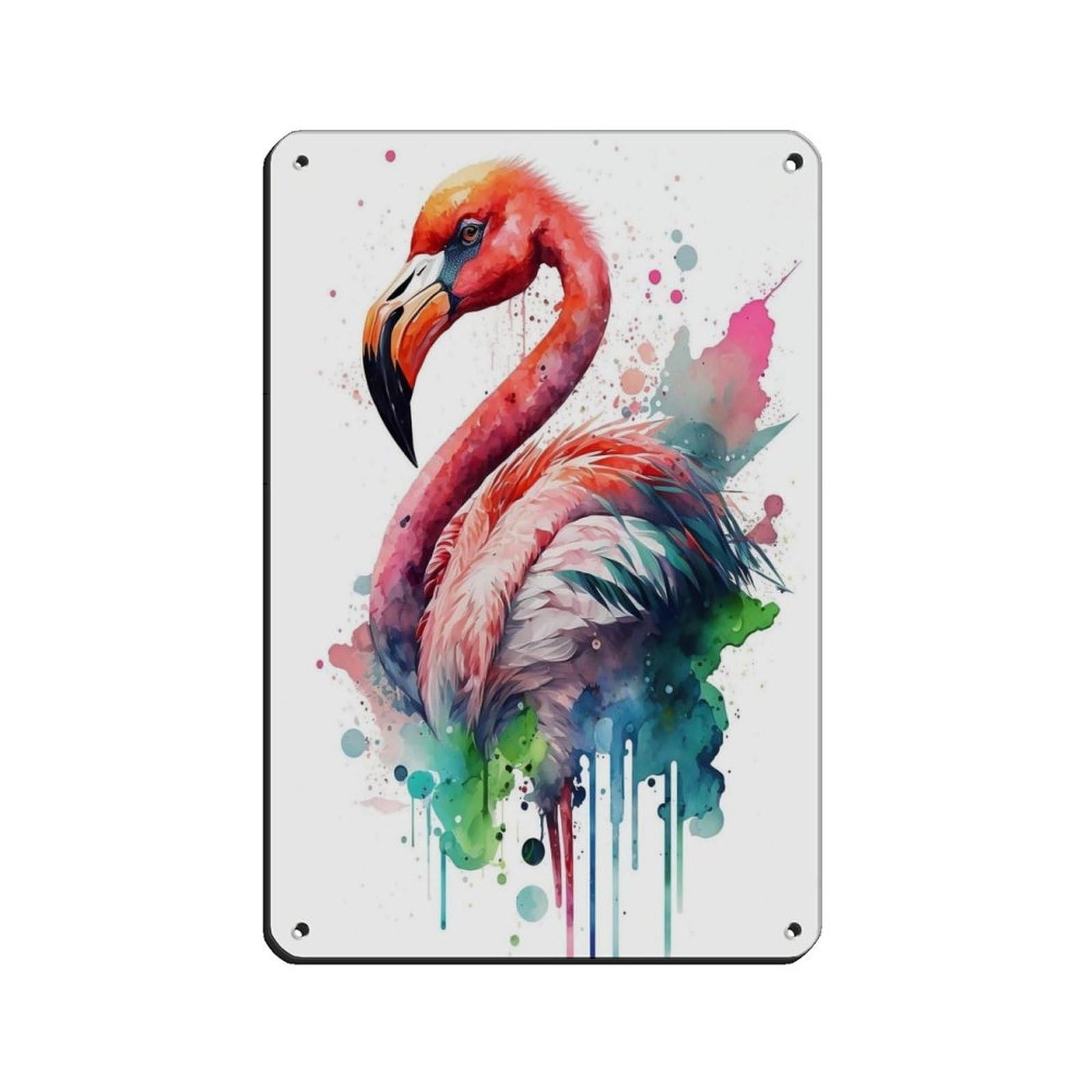 Watercolor Flamingo, Art Poster Retro Poster Metal Tin Sign Chic Art Retro Iron Painting Bar People Cave Cafe Family Garage Poster Wall Decoration 8x12inch(20x30cm)