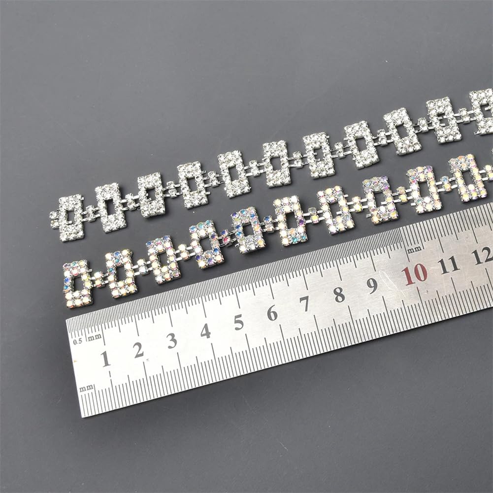 Kryształowy łańcuszek z kryształkami, Naszywka z kryształkami, łańcuszek z kwiatowym wzorem, kryształki, różne rozmiary(Style 1,45cm long)