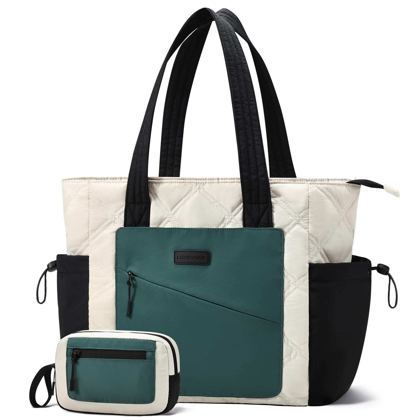 LOVEVOOK Tote Bag for Women, puffer tote bag for Work Travel Nurse, Lightweight quilted Bags with Compartments