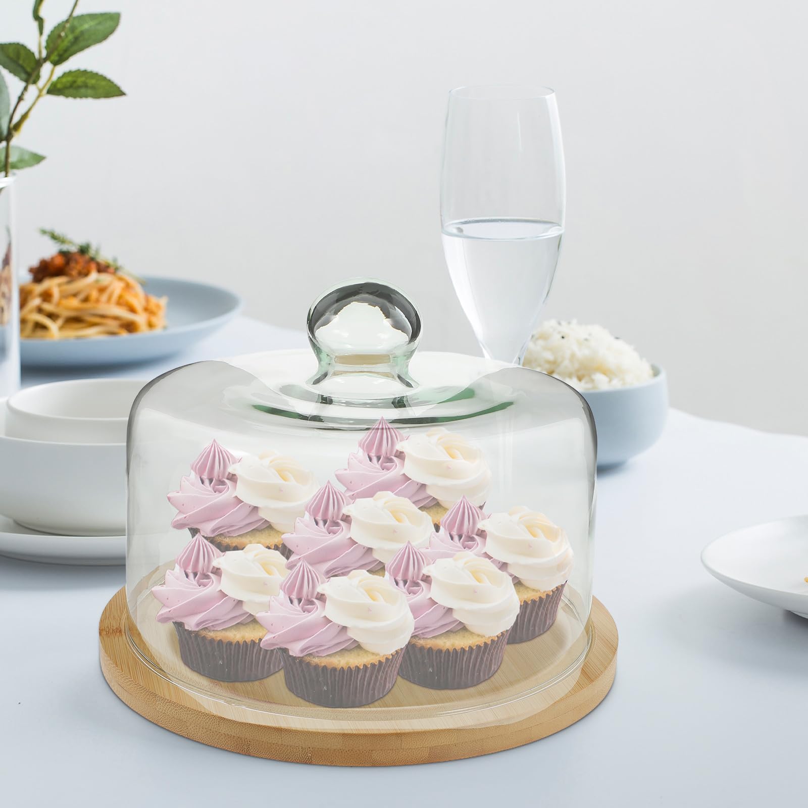 Operitacx Coprivivande per Dolci in Vetro con Vassoio, per Torte e Pane