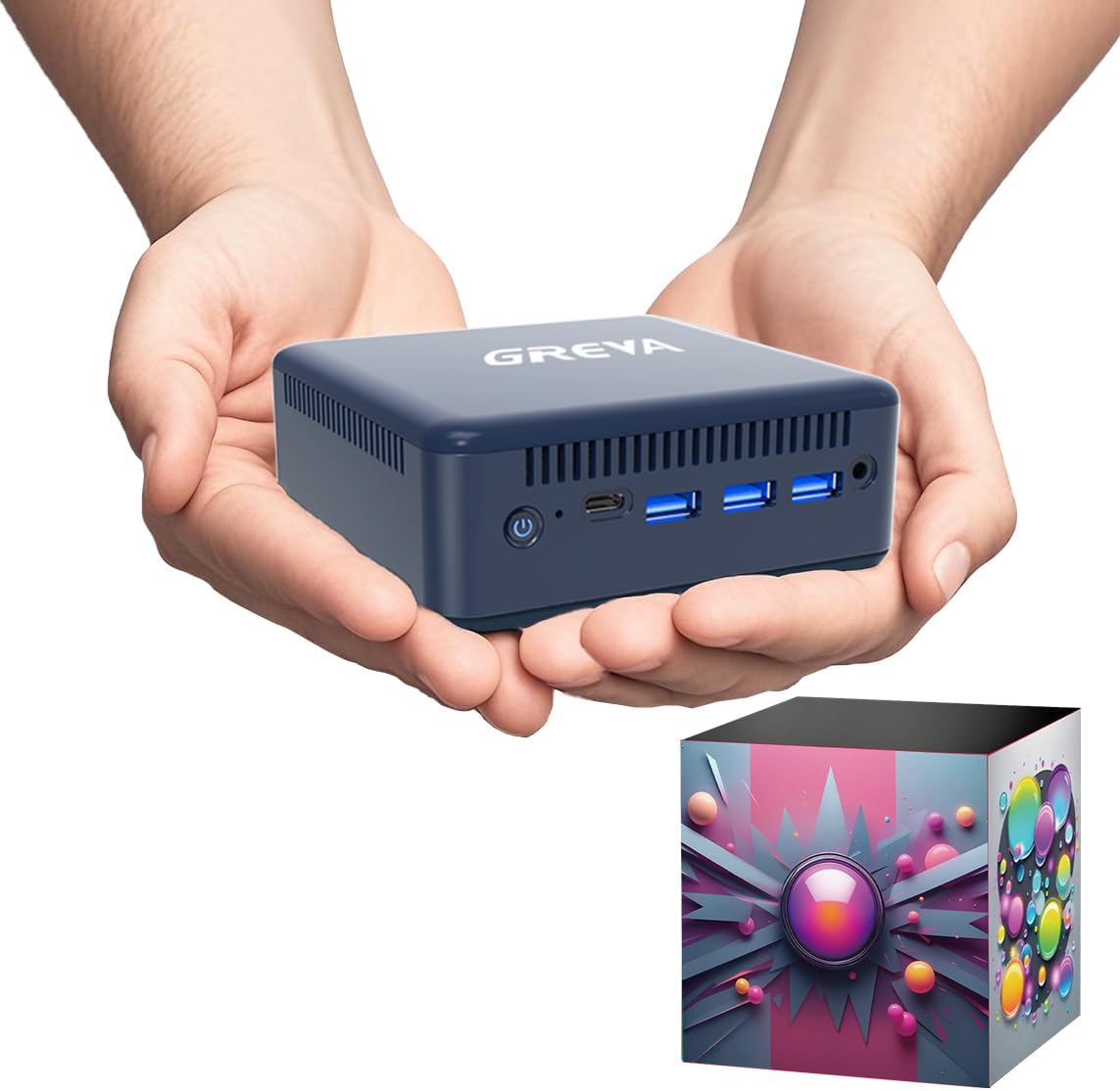 GREVA Mini PC Intel 12th Alder Lake N100 (up to 3.4GHz) 8GB RAM 256GB M.2 SSD Mini PC Computer 4K UHD,2024 Mini Desktop PC Windows 11, 3 HDMI, Gigabit Ethernet, 5G WiFi 6, BT5 for Business Office Home