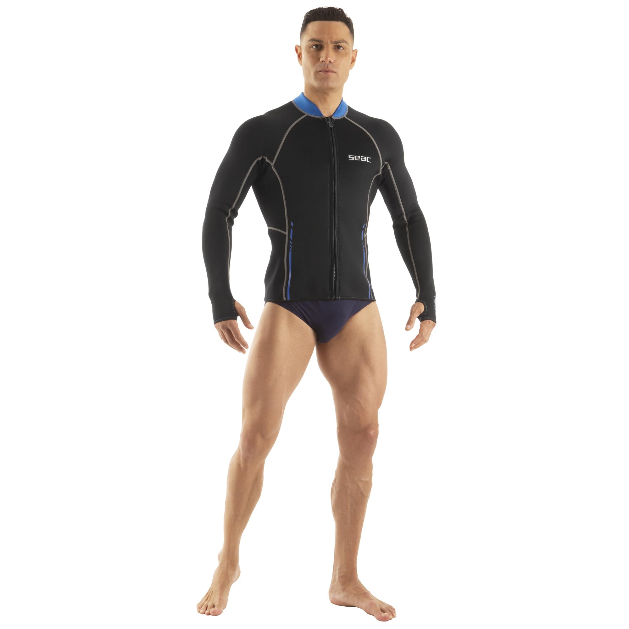 SEAC Lover, Giacca in Neoprene Super Stretch a Manica lunga con Zip Frontale, per Snorkeling, Nuoto, Surf, Canoa e Sport Acquatici