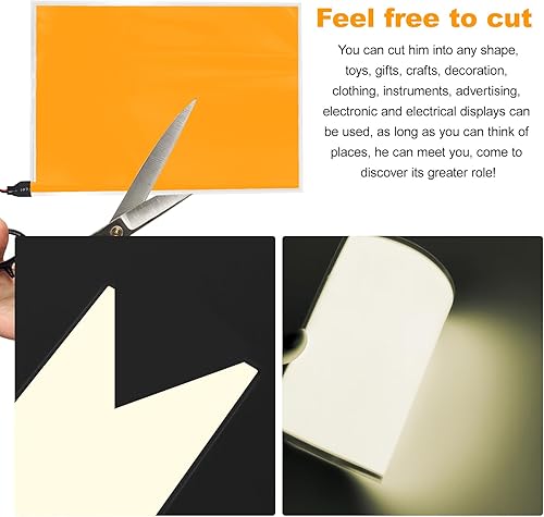 Miniatura 9 de LYML.E1 El Panel de retroiluminación de 8.2 x 5.9 pulgadas, panel de luz electroluminiscente, luz de fondo cortable, lámina de papel neón para